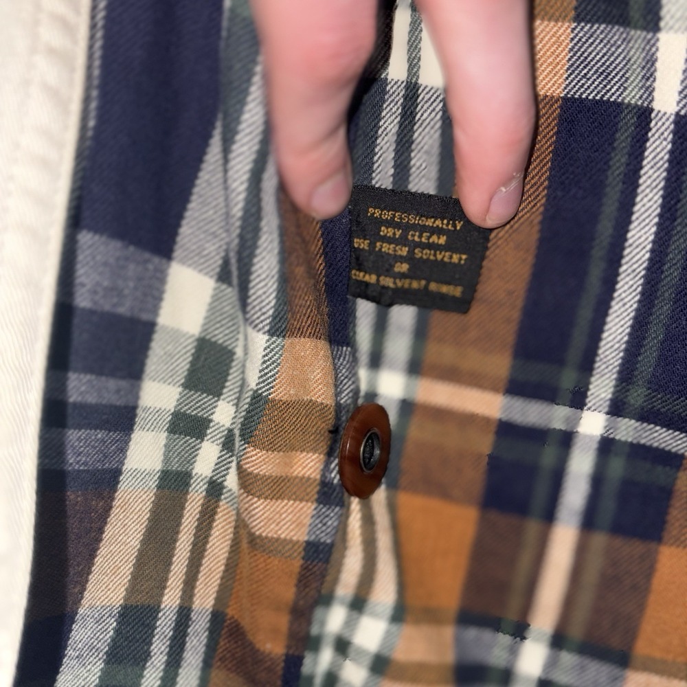 Eddie Bauer Plaid Lined Chore Oversized Jacket Womens LargeBeige Teacher Vintage - Picture 3 of 5